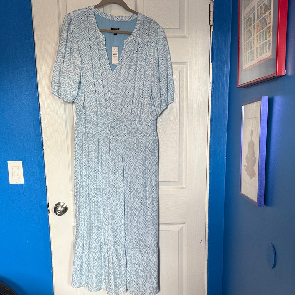 Ann Taylor Factory Sky Blue Patterned Maxi Dress
